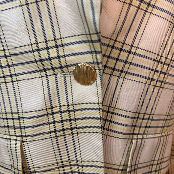 Vintage Escada Size 36 Longline Plaid Blazer Jacket Light Butter Cream Preppy - Picture 2 of 10